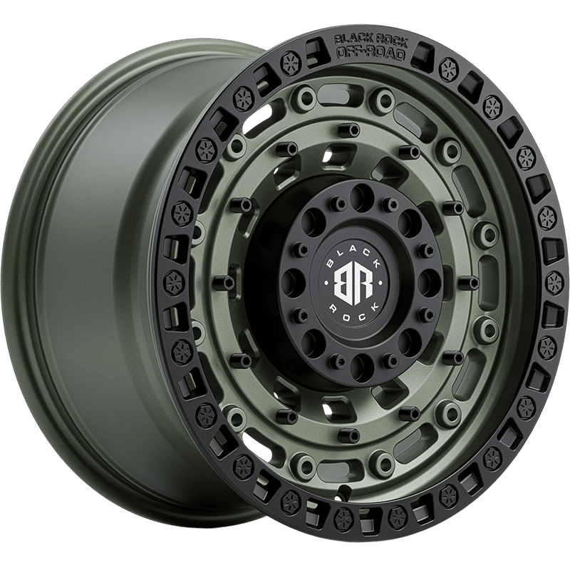 Image of Black Rock Wheels Military Army Green With Black Ring