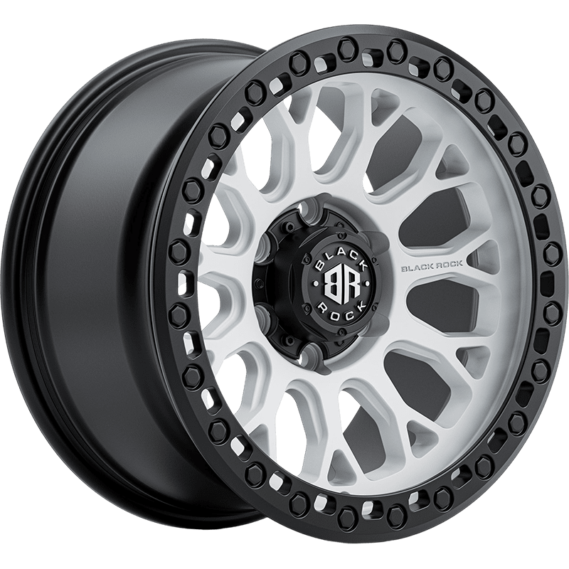 Image of Black Rock Wheels Spider Satin White With Black Ring